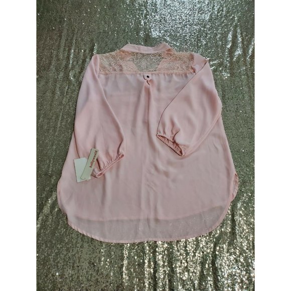 REWIND Long Sleeve Pink Blouse tunic back lace - Picture 5 of 12